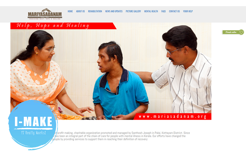 A Charity website developed for Mariya Sadhanam Pala, Kottayam